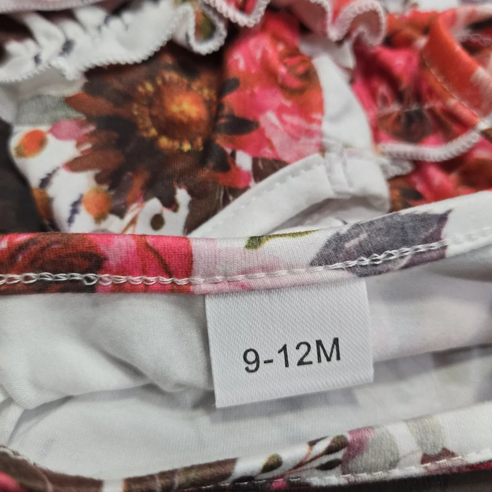 Unbranded White Rose Print Sleeveless Baby Doll Tank Top 9-12 Months